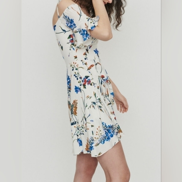MAJE Rhina cold shoulder floral‎ MINI DRESS - Picture 2 of 12
